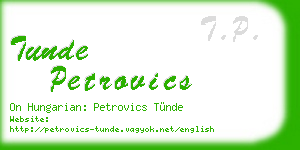 tunde petrovics business card